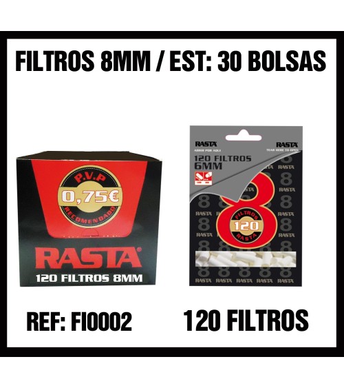 FILTROS 8MM RASTA 30 BOLSAS