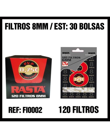 FILTROS 8MM RASTA 30 BOLSAS