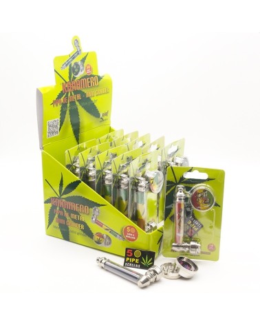 SET PIPA DE METAL KAÑAMERO MAS MINI GRINDER METALICO 12 UNIDADES