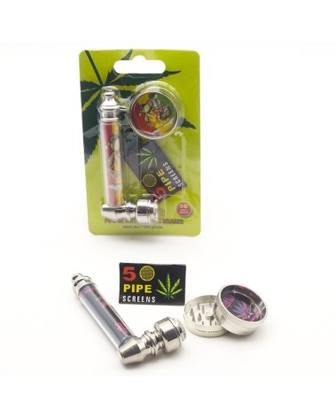 SET PIPA DE METAL KAÑAMERO MAS MINI GRINDER METALICO 12 UNIDADES
