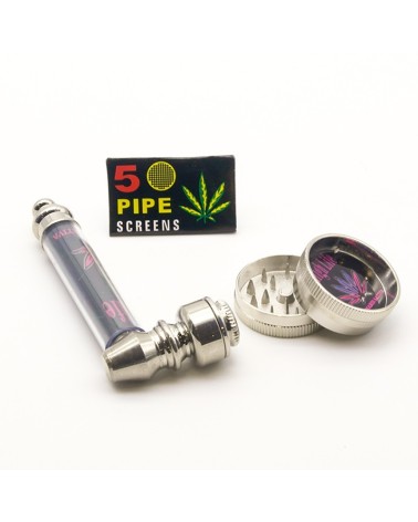 SET PIPA DE METAL KAÑAMERO MAS MINI GRINDER METALICO 12 UNIDADES
