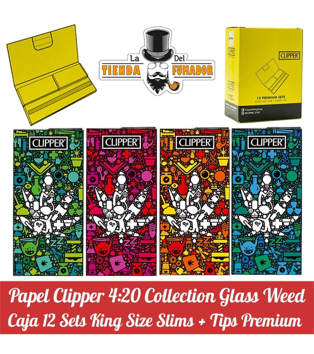 Papel Clipper + Tips PREMIUM 4:20 GLASS WEED (12u)