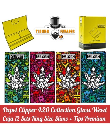 Papel Clipper + Tips PREMIUM 4:20 GLASS WEED (12u)