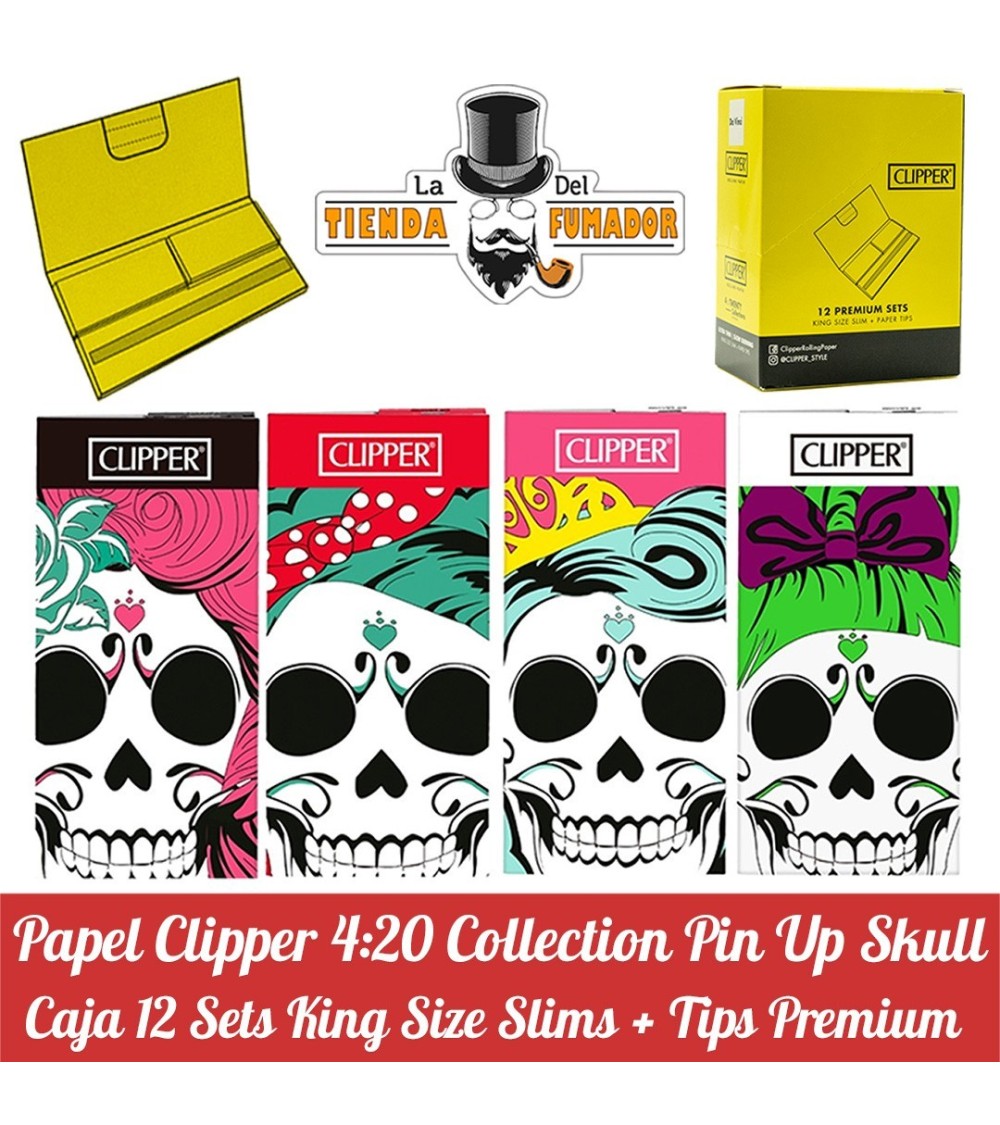 Papel Clipper + Tips PREMIUM 4:20 PIN UP SKULL (12u)