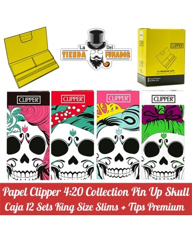 Papel Clipper + Tips PREMIUM 4:20 PIN UP SKULL (12u)