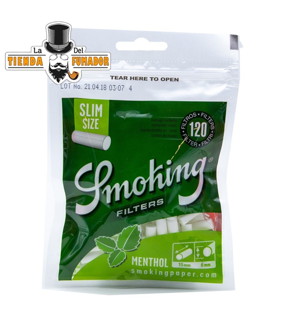 FILTROS SMOKING SLIM 6 mm MENTOLADOS 120 filtros (10u)