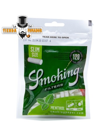 FILTROS SMOKING SLIM 6 mm MENTOLADOS 120 filtros (10u)