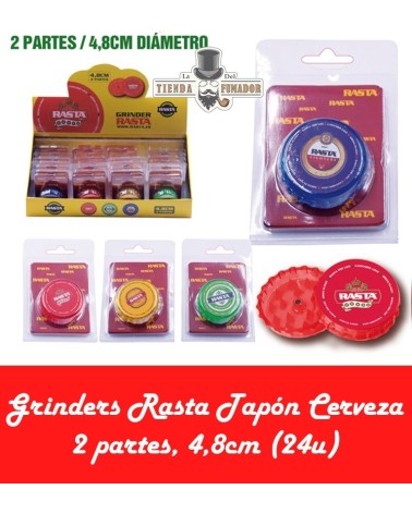 GRINDER RASTA TAPÓN CERVEZA, 2 PARTES, 4,8cm (24u)