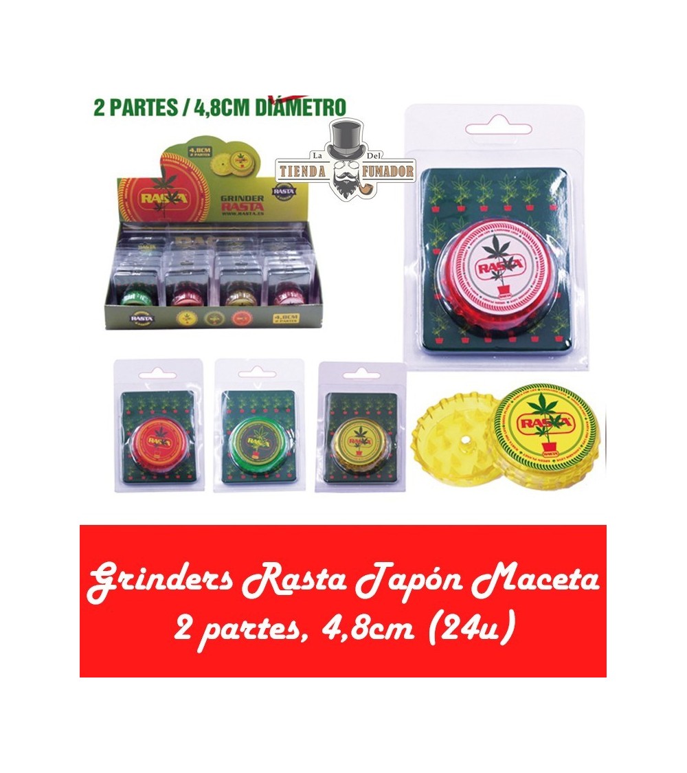 GRINDER RASTA TAPÓN MACETA, 2 PARTES, 4,8cm (24u)