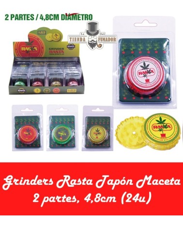 GRINDER RASTA TAPÓN MACETA, 2 PARTES, 4,8cm (24u)