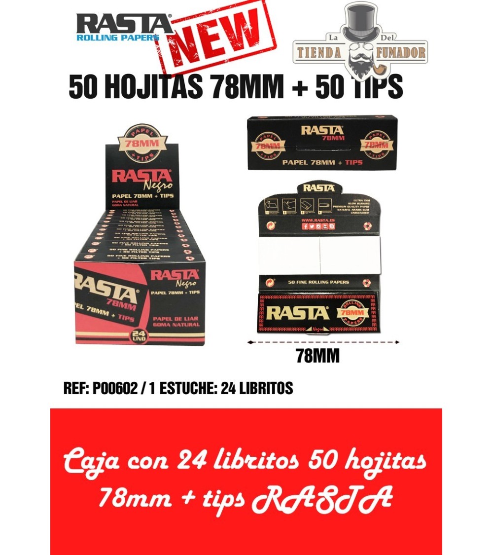PAPEL RASTA 78mm + TIPS 50 HOJAS (24u)