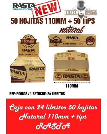 PAPEL RASTA NATURAL 110mm + TIPS 50 HOJAS (24u)