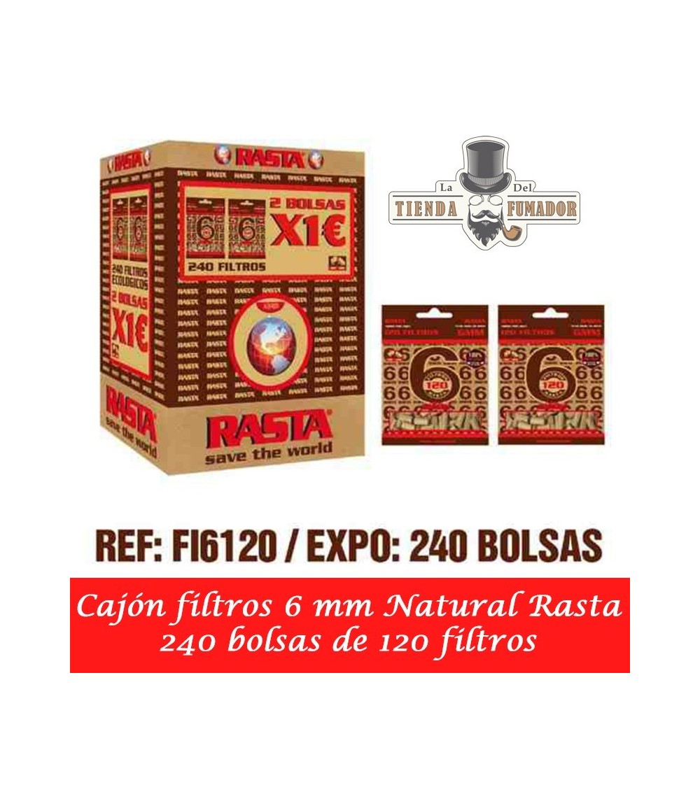 Cajón Filtros Rasta 6mm NATURAL (240 unidades)