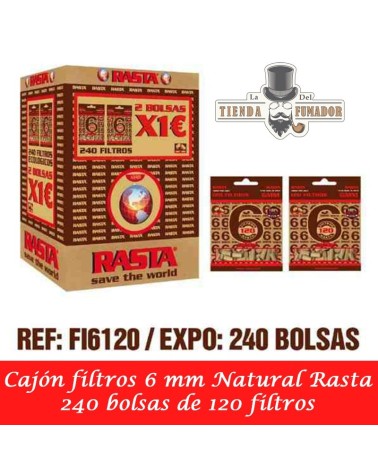 Cajón Filtros Rasta 6mm NATURAL (240 unidades)