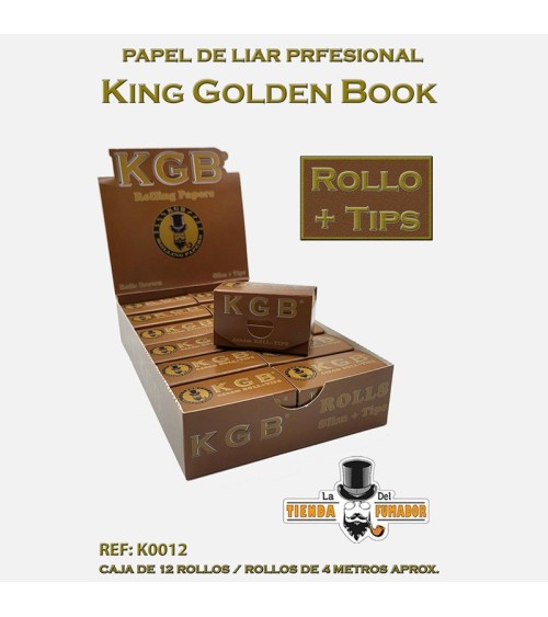 PAPEL DE FUMAR KGB ROLLO NATURAL + TIPS (4MTS APROX) (12U)