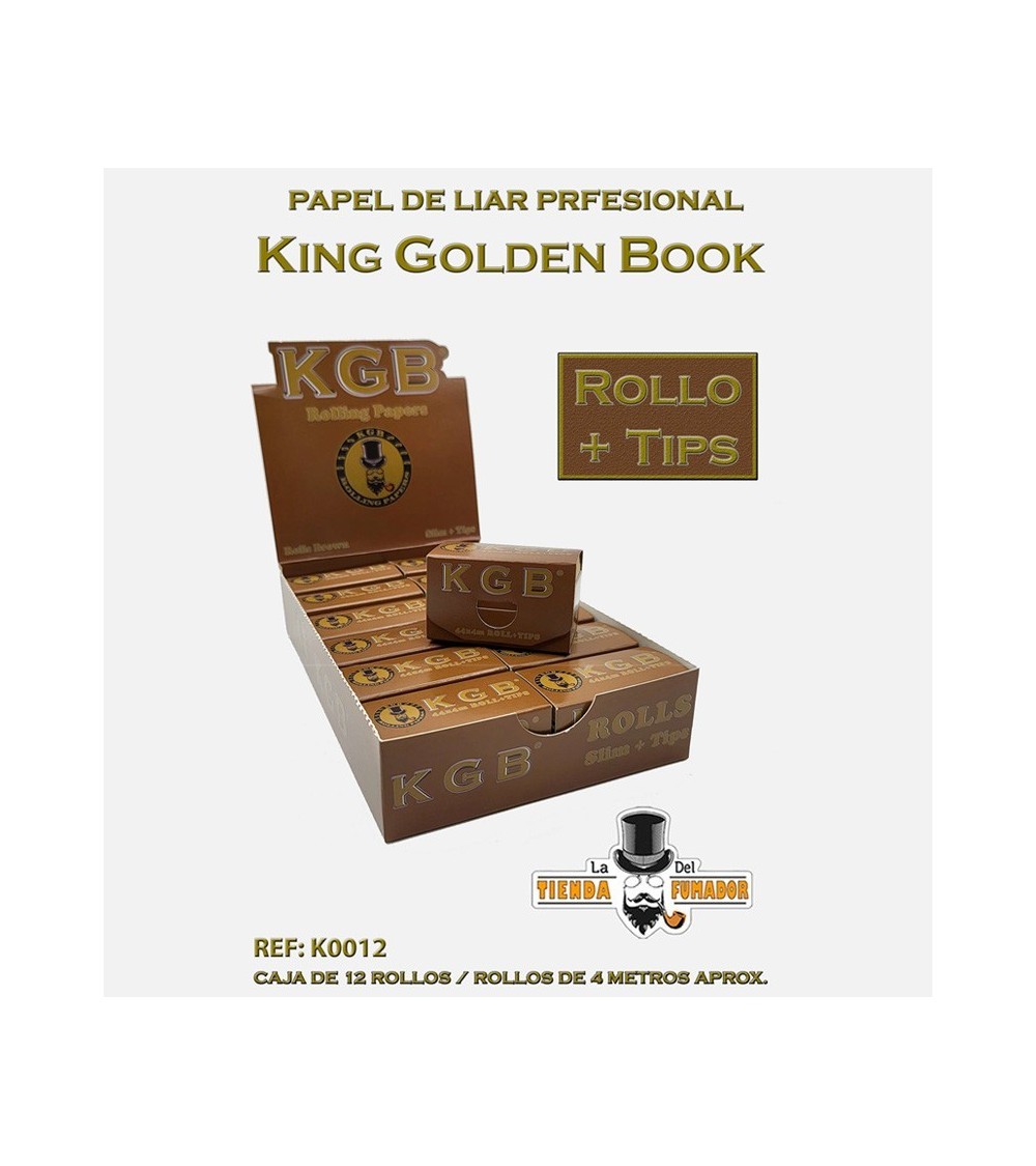 PAPEL DE FUMAR KGB ROLLO NATURAL + TIPS (4MTS APROX) (12U)