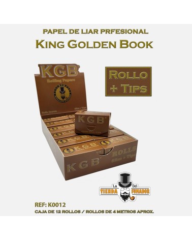 PAPEL DE FUMAR KGB ROLLO NATURAL + TIPS (4MTS APROX) (12U)