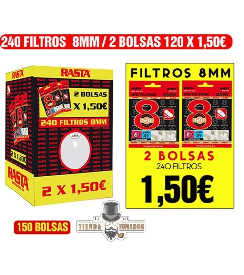 Cajón Filtros Rasta 8mm (150 unidades)