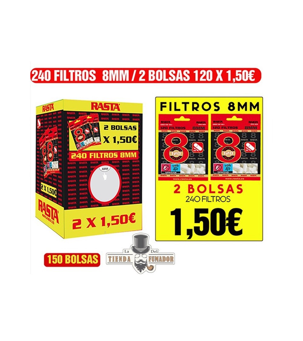 Cajón Filtros Rasta 8mm (150 unidades)