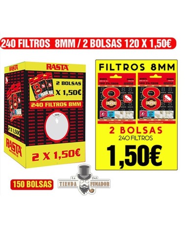Cajón Filtros Rasta 8mm (150 unidades)