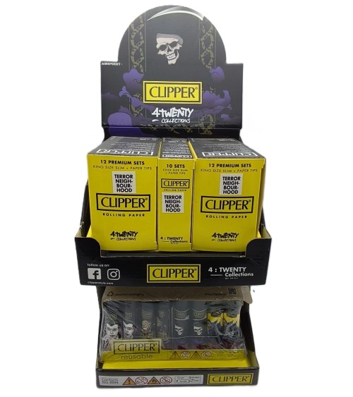 EXPOSITOR ENCENDEDOR CLIPPER MAS PAPEL DE FUMAR SLIM + TIPS