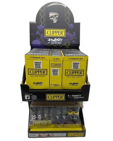 EXPOSITOR ENCENDEDOR CLIPPER MAS PAPEL DE FUMAR SLIM + TIPS